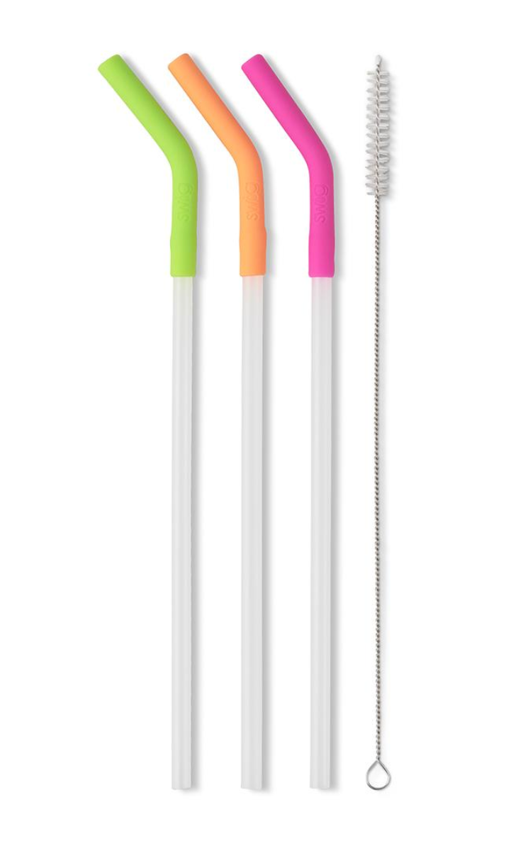 Swig Neon Lime/Orange/Berry Reusable Mega Mug Straw Set