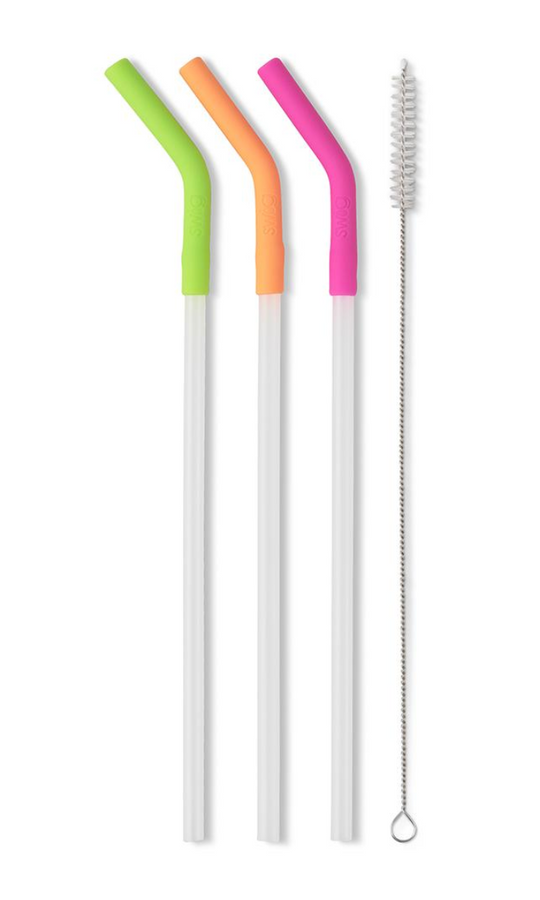 Swig Neon Lime/Orange/Berry Reusable Mega Mug Straw Set