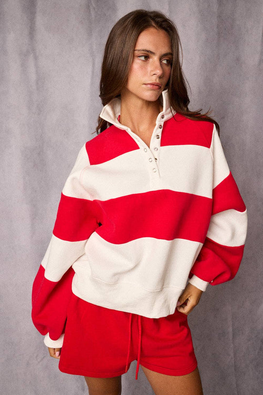 PT16060-3 - Everly Striped Pullover: GREEN / S-M-L (2-2-2)