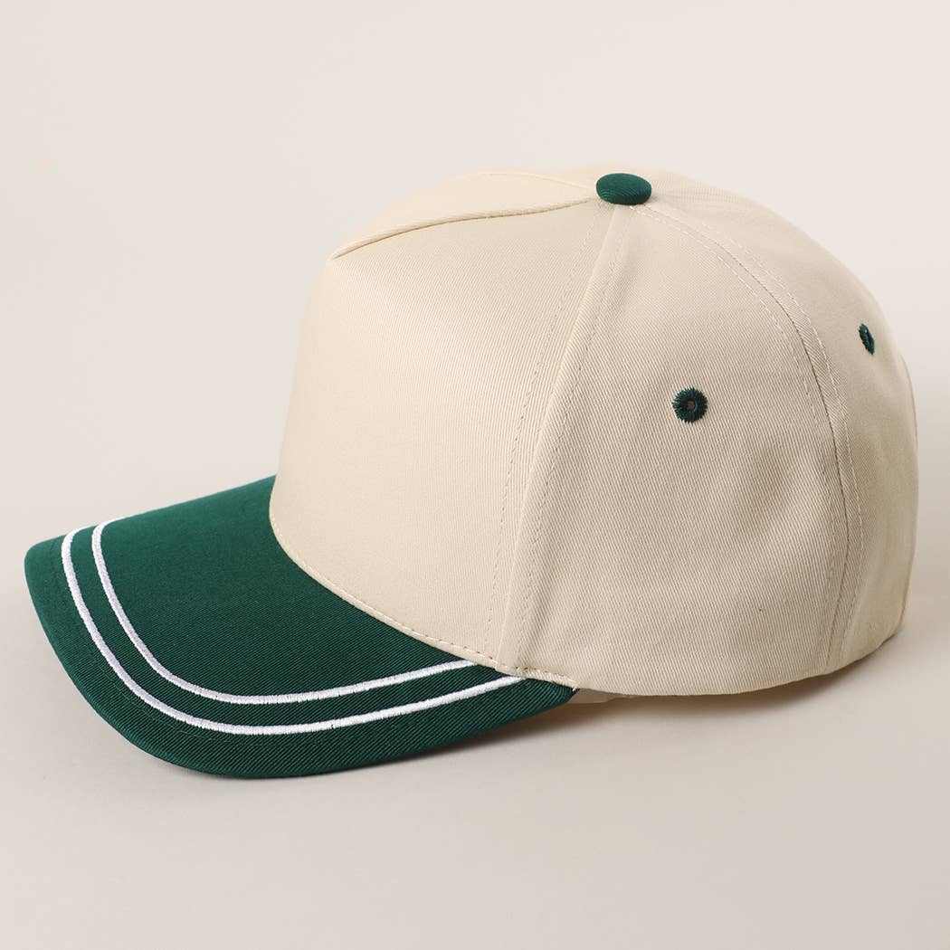 Double Stitched Plain Two Tone Canvas Cotton Trucker Hat: BEIGE / One Size