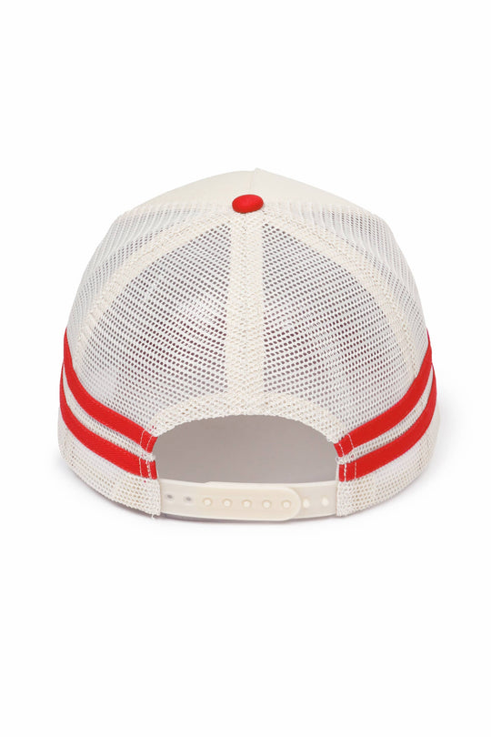 Retro Stripe Mesh Trucker Cap: Black