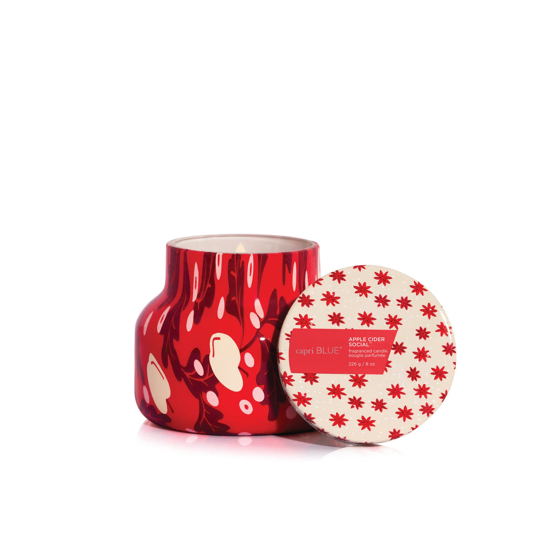 Capri BLUE Apple Cider Social Holiday Pattern Play Petite Candle 8oz