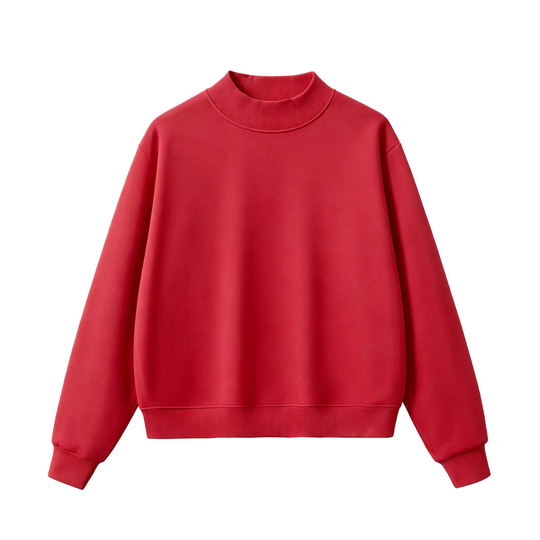 Unisex Fall Cozy Fleece Mock Neck Sweatshirt: White / M
