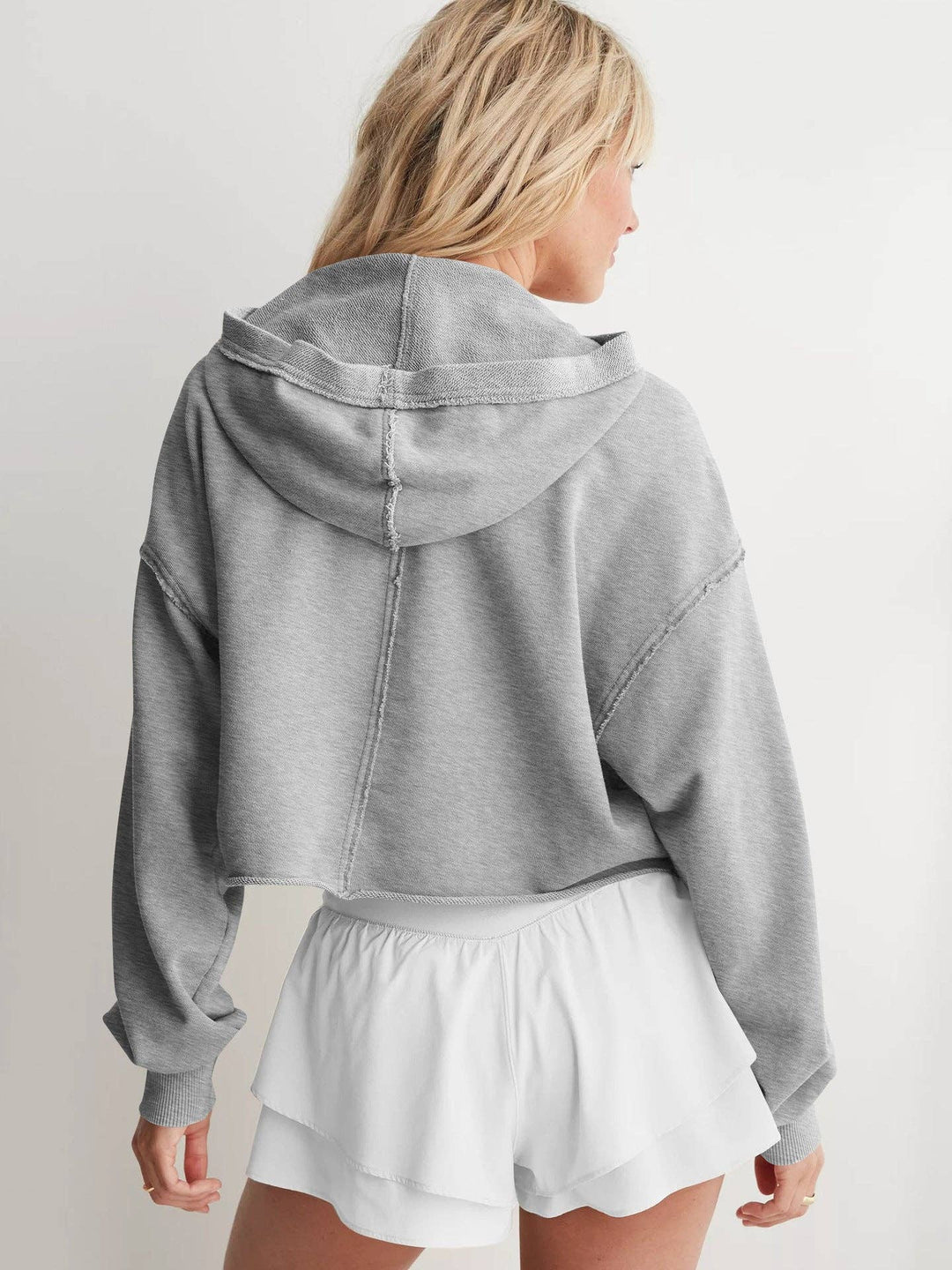 Oversized Hooded V Neck Sweatshirt Pullover Top: Dark Grey / XL