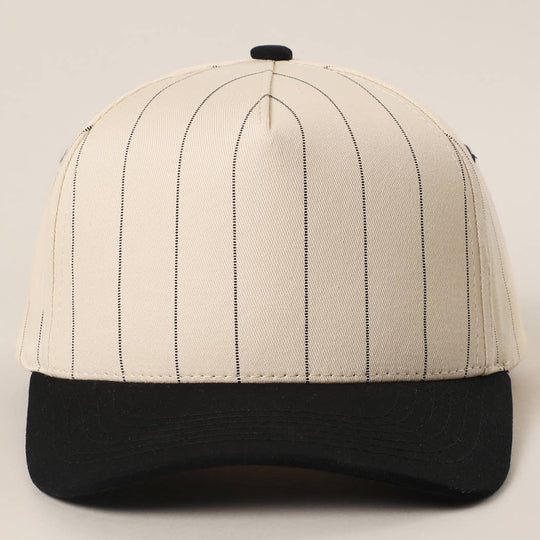 Two-Tone Pinstripe Canvas Trucker Hat: BLU / One Size