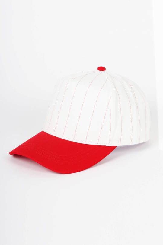 Pinstripe Two-Tone Baseball Cap: Black