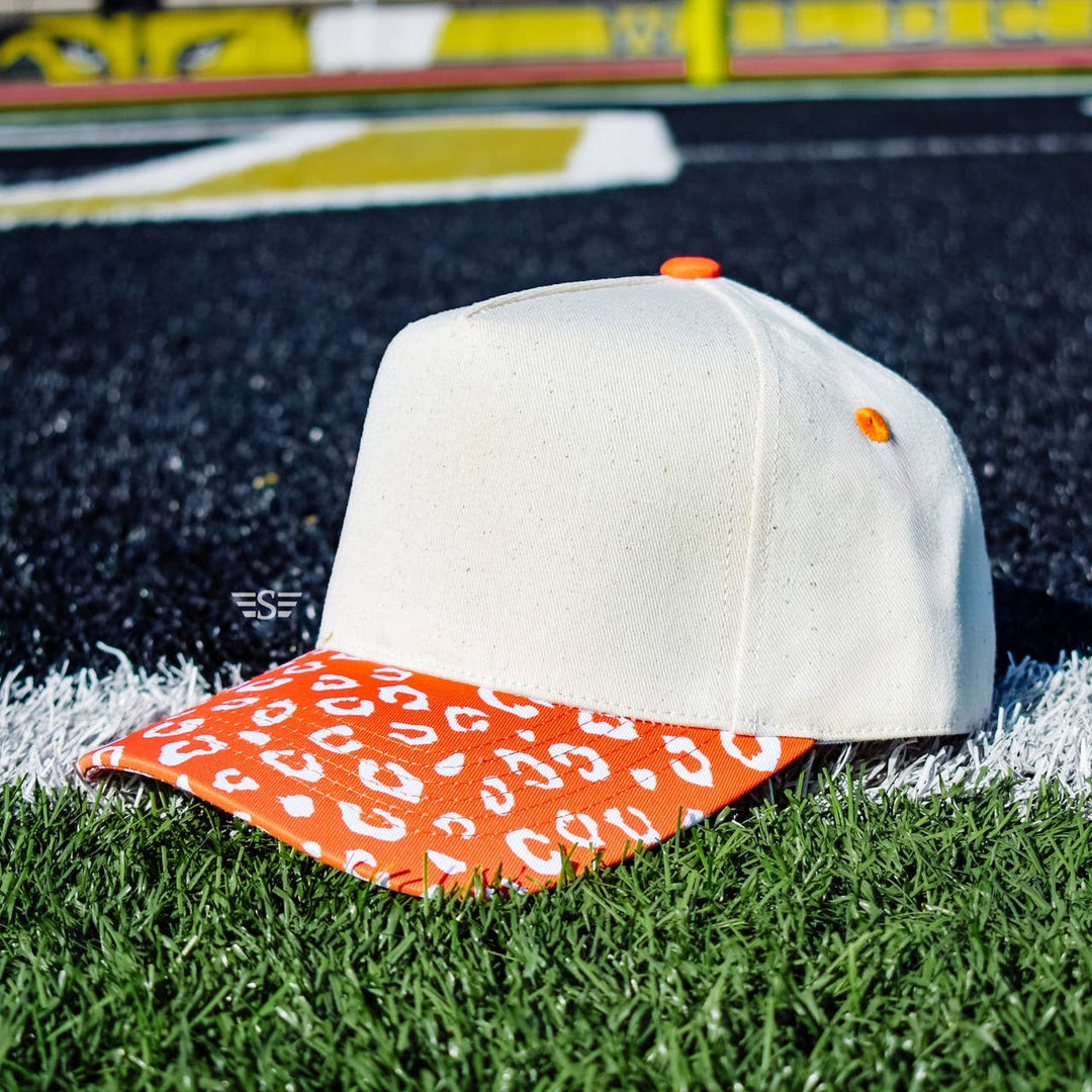 Canvas Front Leopard Bill Magna Pony® Cap: Orange