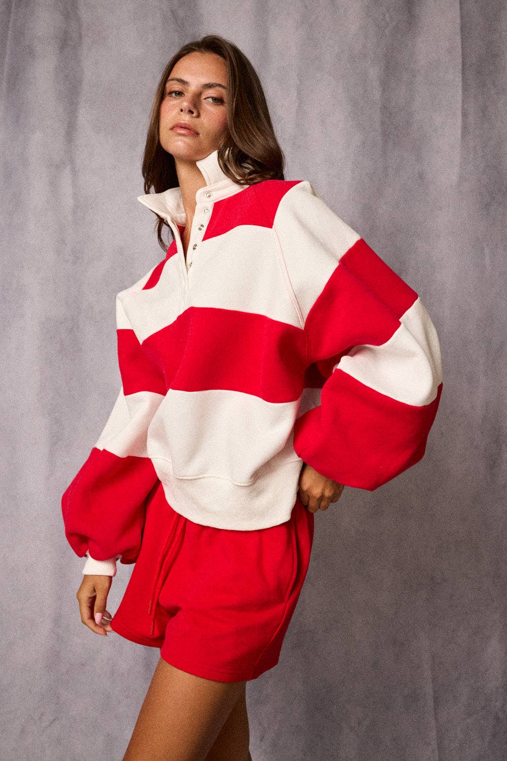 PT16060-3 - Everly Striped Pullover: GREEN / S-M-L (2-2-2)