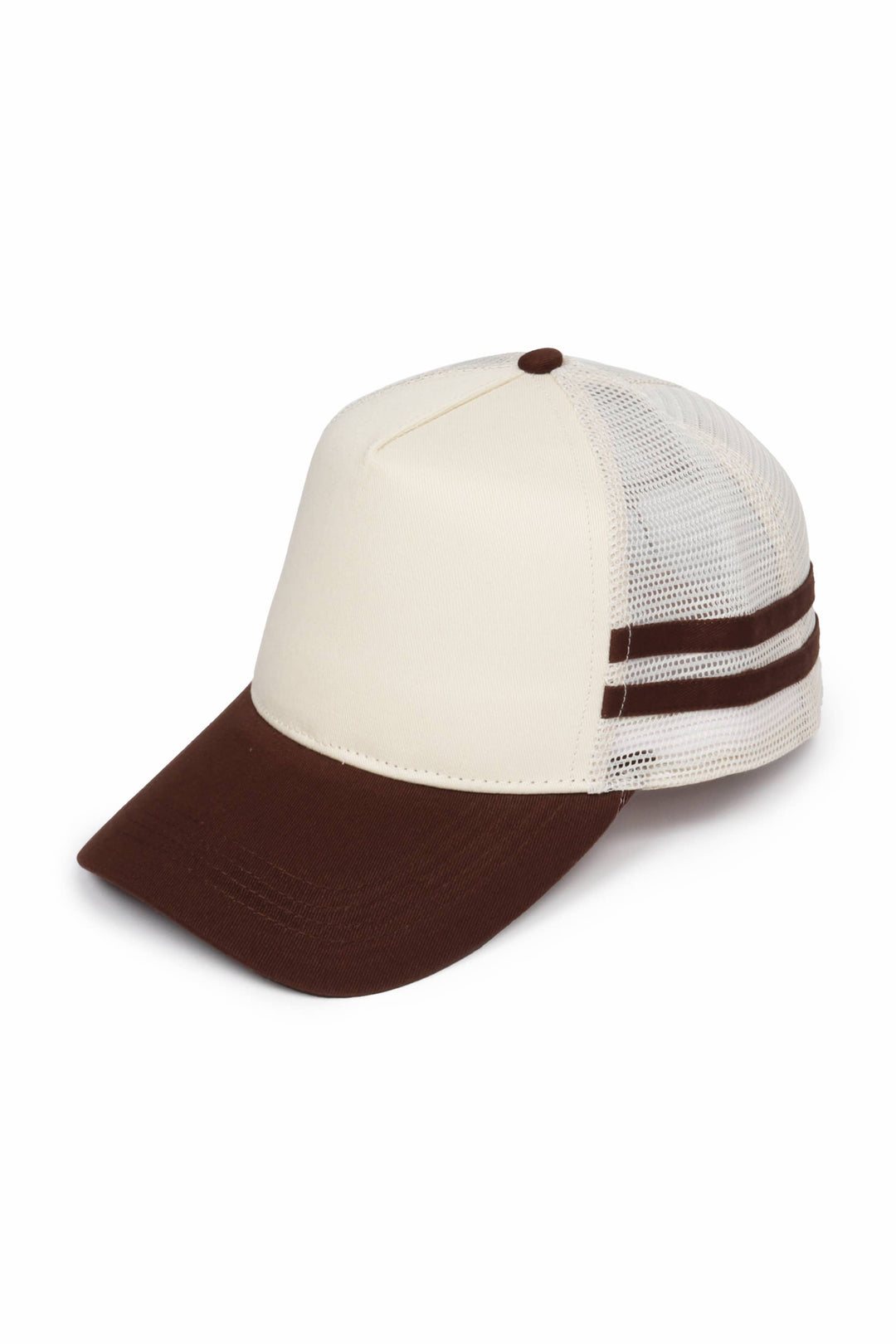 Retro Stripe Mesh Trucker Cap: Black