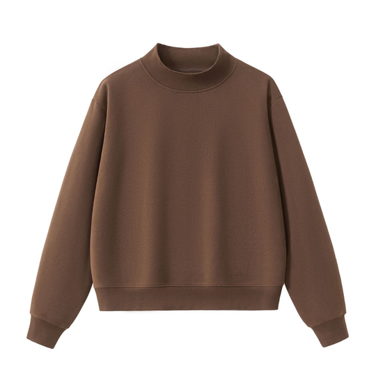 Unisex Fall Cozy Fleece Mock Neck Sweatshirt: White / M