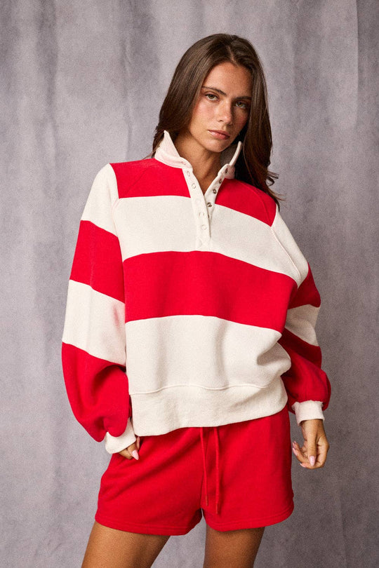 PT16060-3 - Everly Striped Pullover: GREEN / S-M-L (2-2-2)