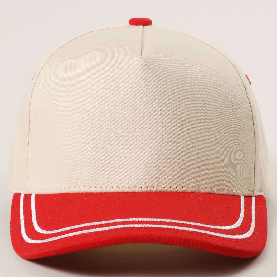 Double Stitched Plain Two Tone Canvas Cotton Trucker Hat: BEIGE / One Size