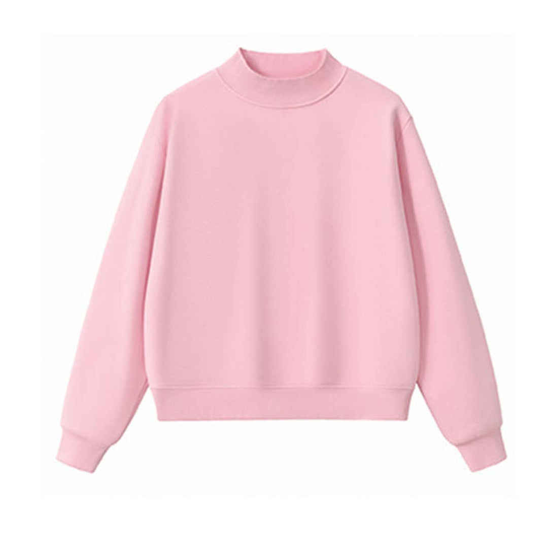 Unisex Fall Cozy Fleece Mock Neck Sweatshirt: White / M