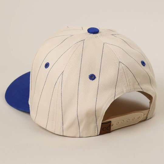 Two-Tone Pinstripe Canvas Trucker Hat: BLU / One Size