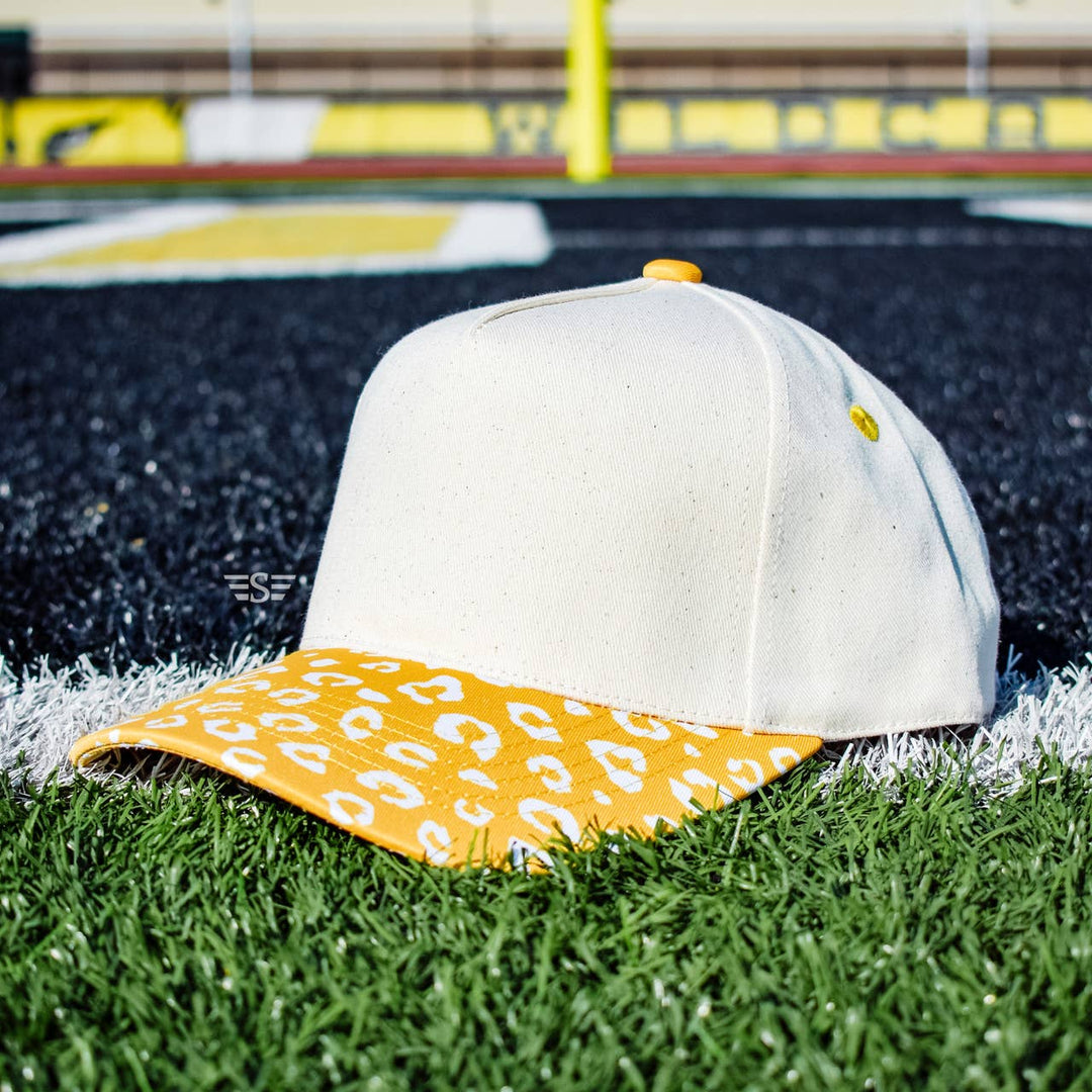 Canvas Front Leopard Bill Magna Pony® Cap: Orange
