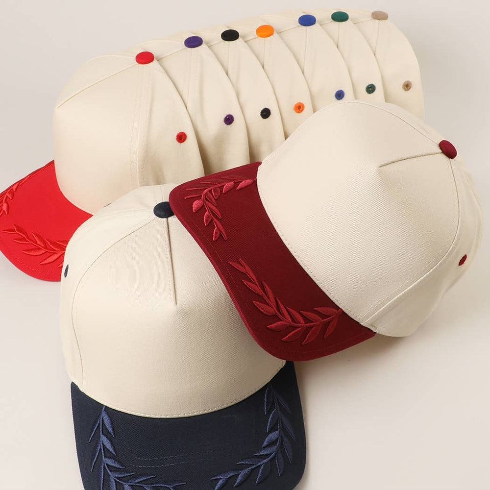 Plain Two Tone Canvas Cotton Bay Leaf Trucker Hat: BLU / One Size