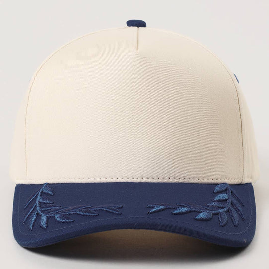 Plain Two Tone Canvas Cotton Bay Leaf Trucker Hat: BLU / One Size