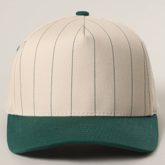 Two-Tone Pinstripe Canvas Trucker Hat: NVY / One Size