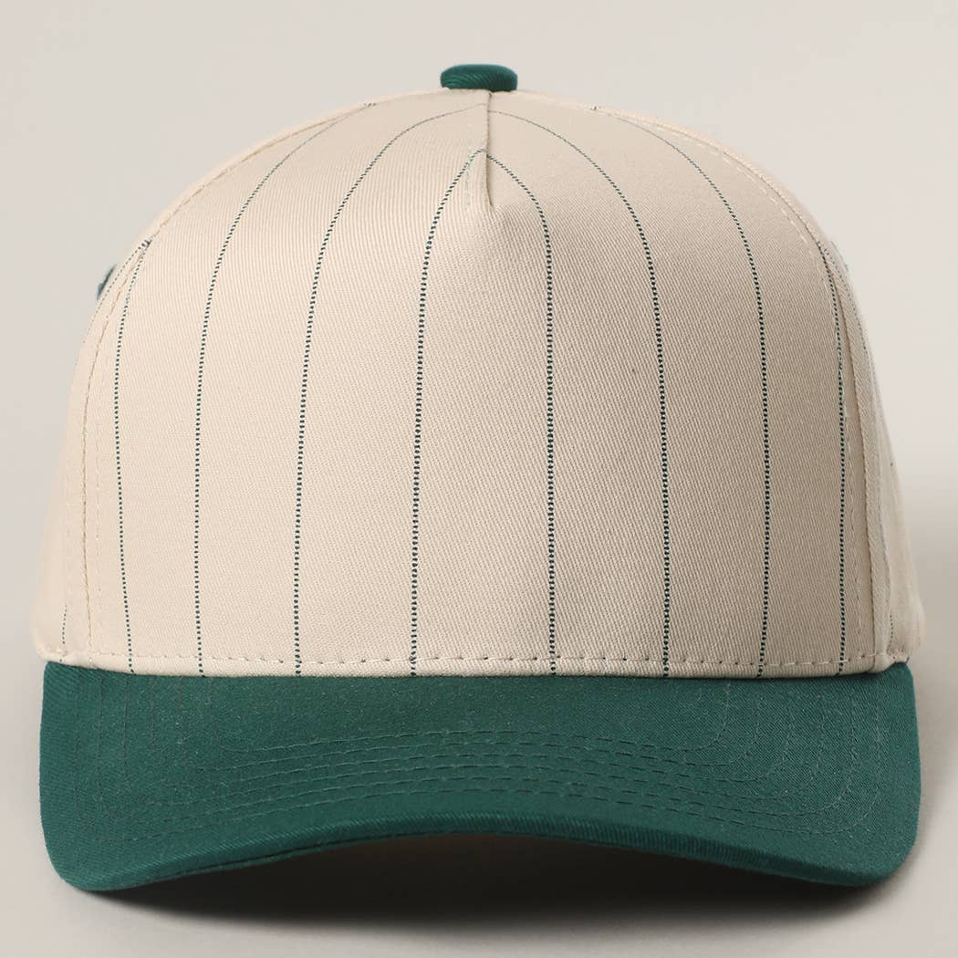 Two-Tone Pinstripe Canvas Trucker Hat: BLK / One Size
