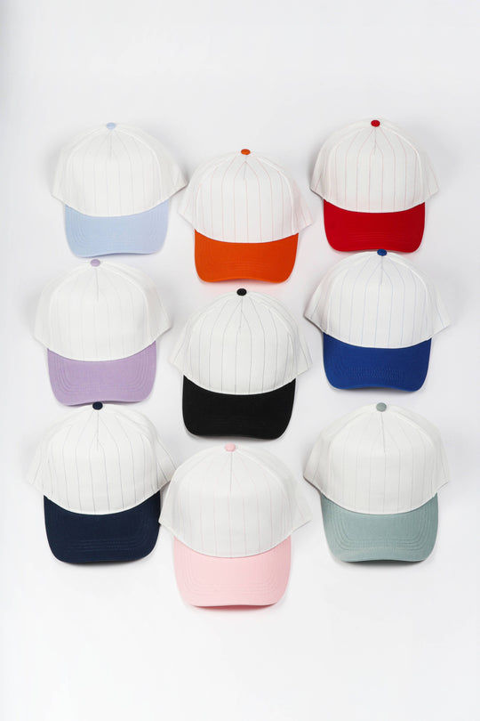 Pinstripe Two-Tone Baseball Cap: Black