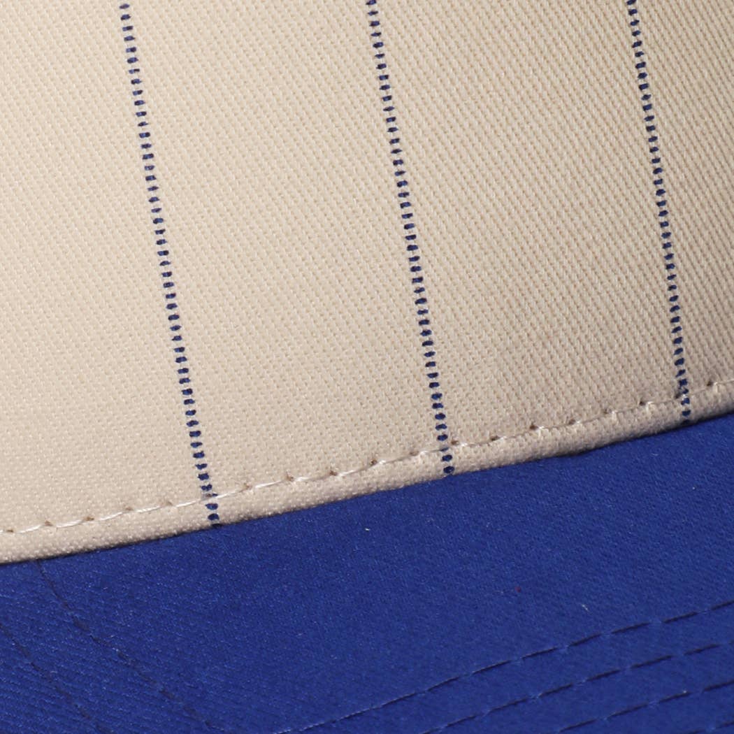 Two-Tone Pinstripe Canvas Trucker Hat: RED / One Size
