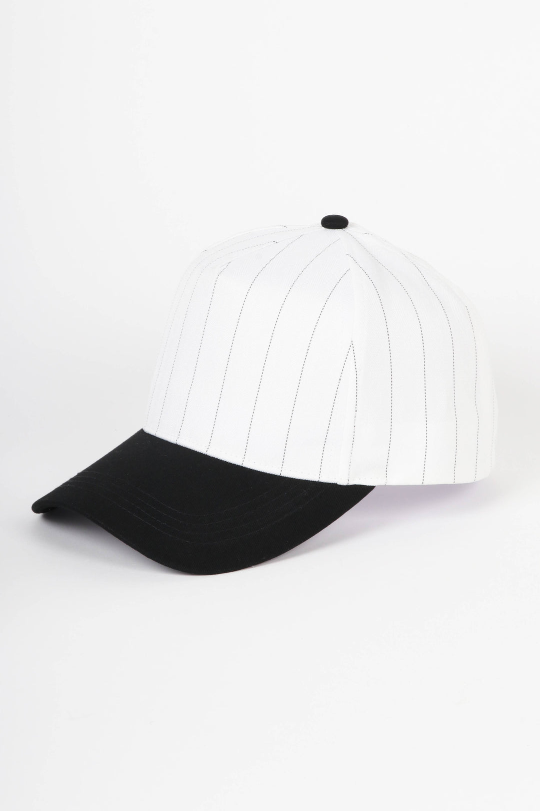 Pinstripe Two-Tone Baseball Cap: Black