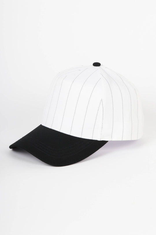 Pinstripe Two-Tone Baseball Cap: Black