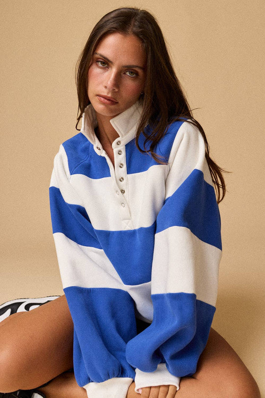 PT16060-3 - Everly Striped Pullover: GREEN / S-M-L (2-2-2)