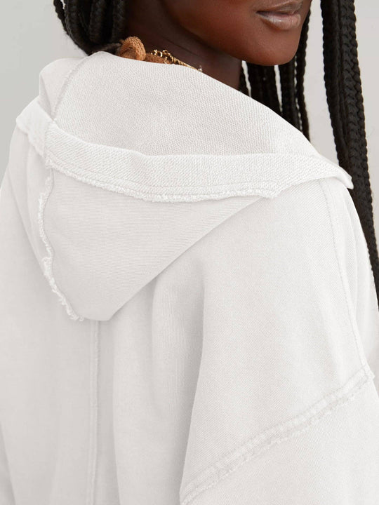 Oversized Hooded V Neck Sweatshirt Pullover Top: Dark Grey / S