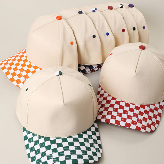 CHECKERBOARD Brim Two-Tone Trucker Hat: PUP / ONE SIZE