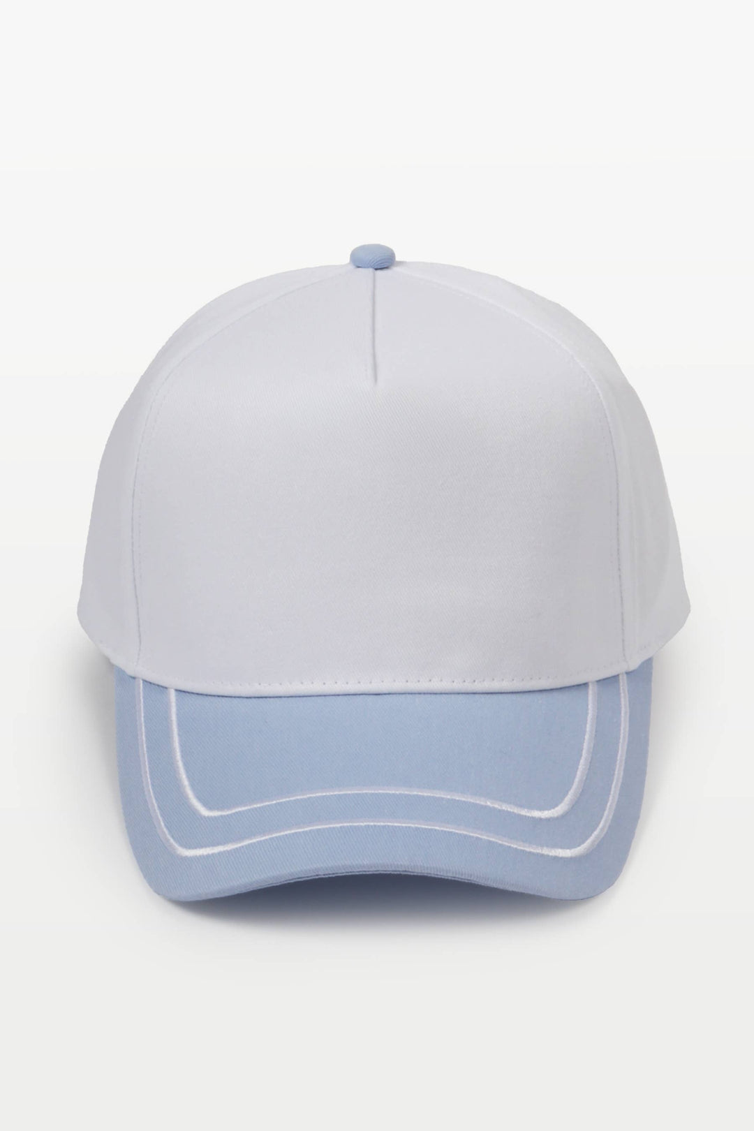 Retro Stripe Brim Two Tone 5-Panel Cap: Blue