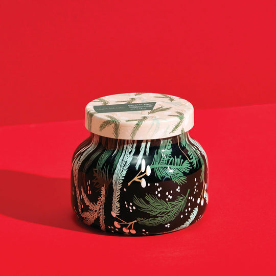 Capri BLUE Crystal Pine Holiday Pattern Play Petite Candle 8oz