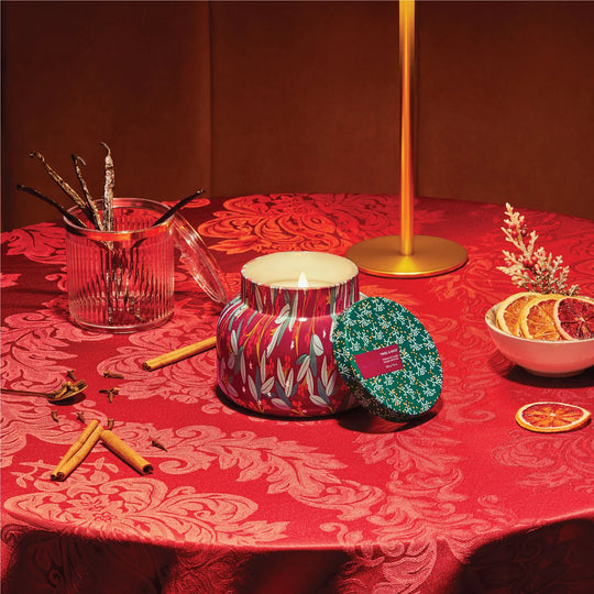 Capri BLUE Tinsel & Spice Holiday Pattern Play 19oz Candle
