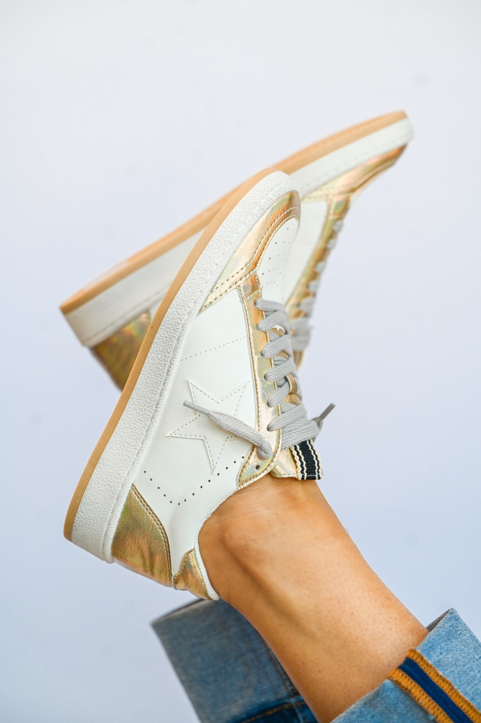 ShuShop Paz gold sneaker women white and gold low top casual stylish sneakers