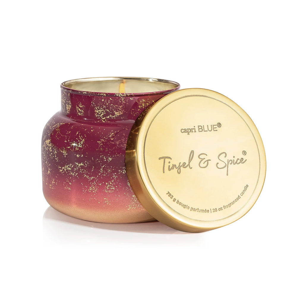 Capri BLUE Tinsel & Spice Glimmer Oversized 28oz Candle
