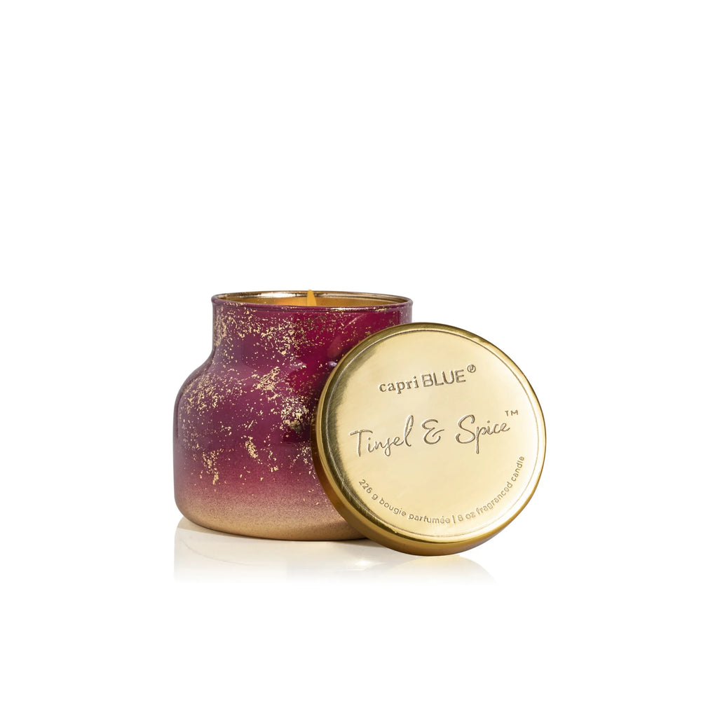 Capri BLUE Tinsel & Spice Glimmer Petite 8oz Candle