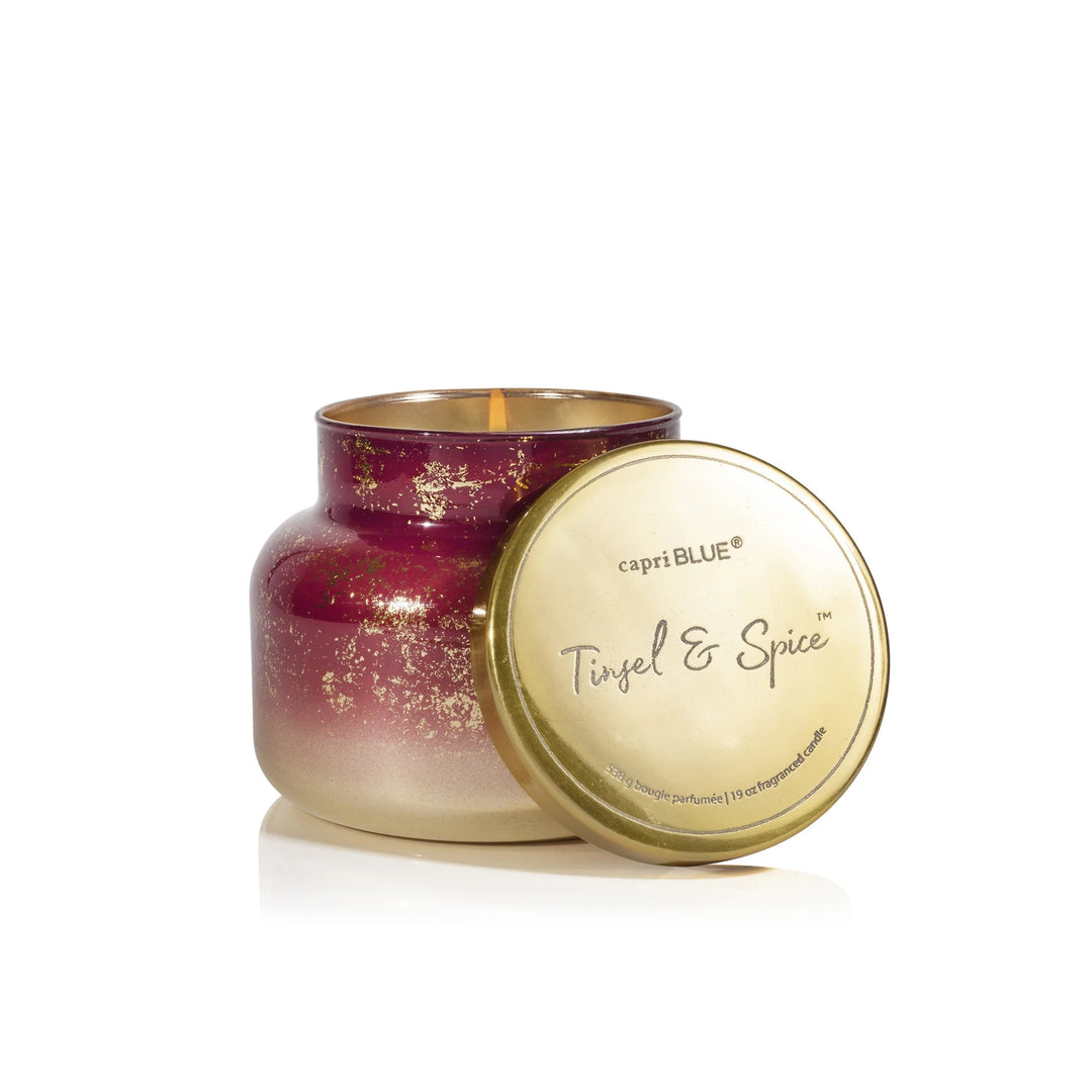 Capri BLUE Tinsel & Spice Glimmer 19oz Candle